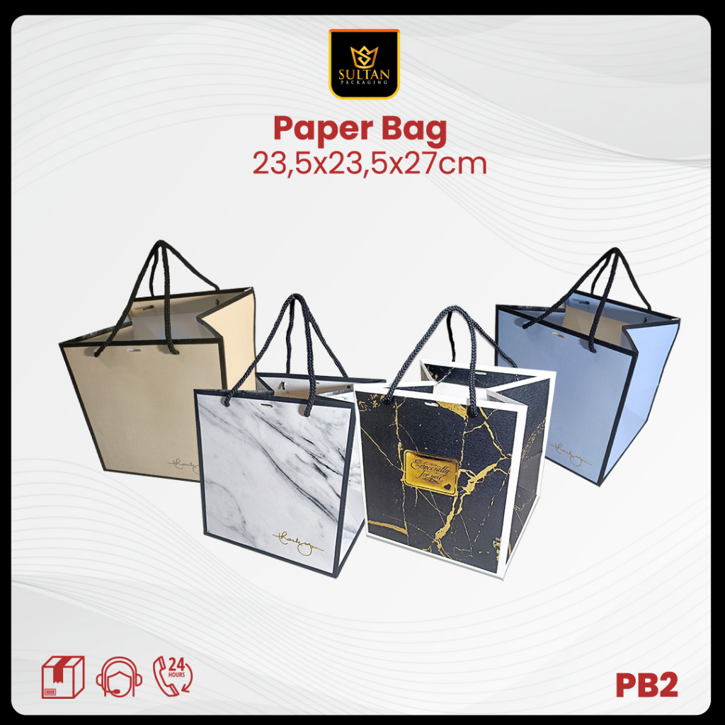 Paper Bag - Goddie Bag Color Marble - Tas Paper Bag Souvenir Jumbo Uk 24x24x27 cm - PB2