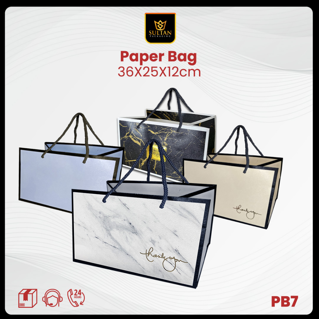 Paper Bag - Kantong Hadiah Marble - Tas Goddie Bag Jumbo Motif Marble - PB7
