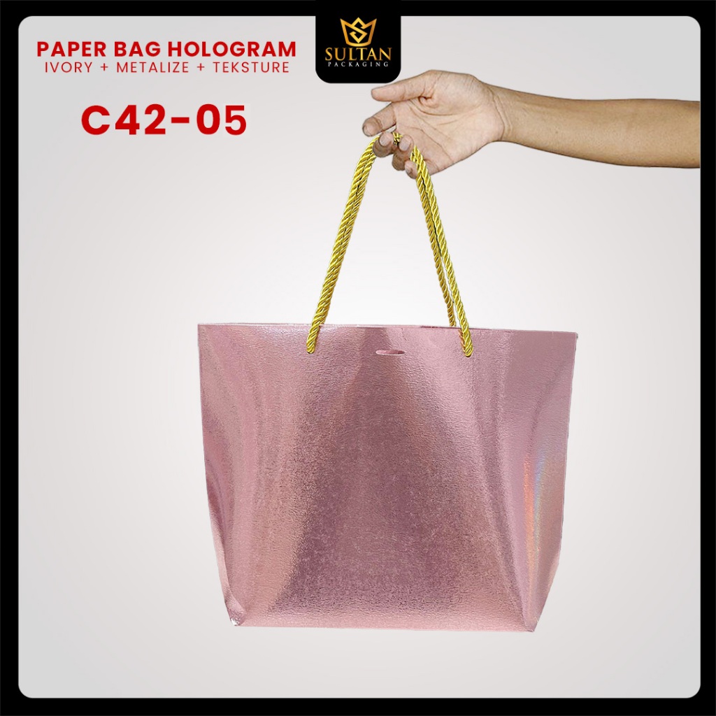 Paper Bag Souvenir Metalize Hologram/Tas Kado Hadiah Pernikahan/Goddie Bag/C42 - Image 7