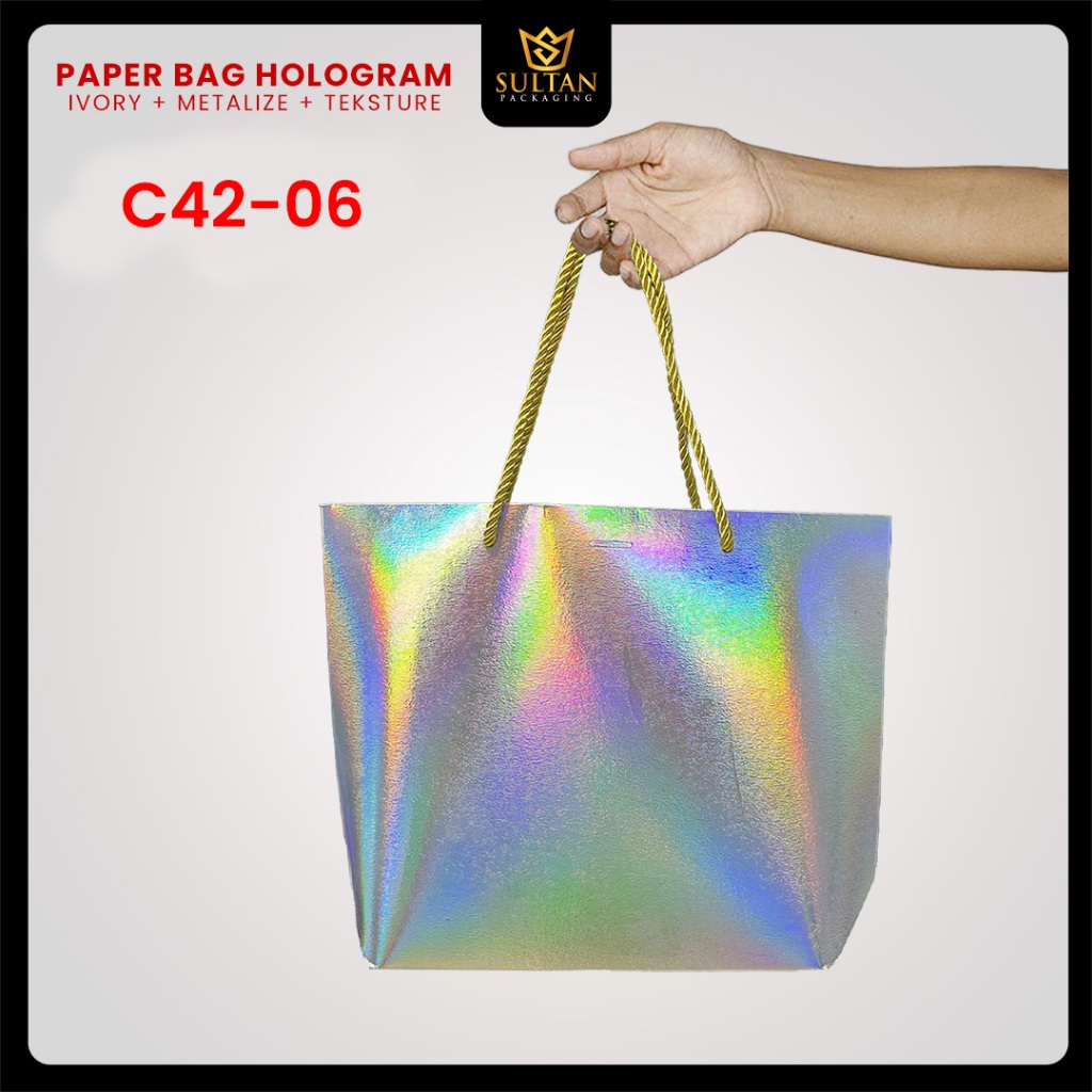 Paper Bag Souvenir Metalize Hologram/Tas Kado Hadiah Pernikahan/Goddie Bag/C42 - Image 8