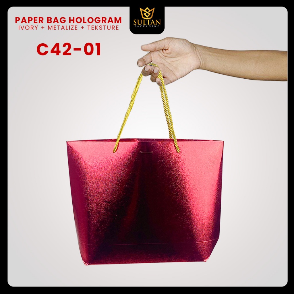 Paper Bag Souvenir Metalize Hologram/Tas Kado Hadiah Pernikahan/Goddie Bag/C42 - Image 3