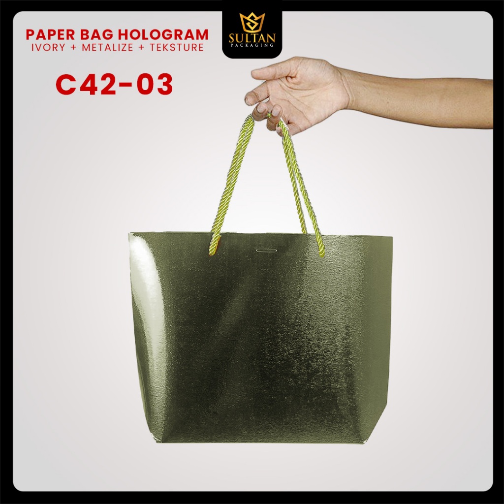 Paper Bag Souvenir Metalize Hologram/Tas Kado Hadiah Pernikahan/Goddie Bag/C42 - Image 5