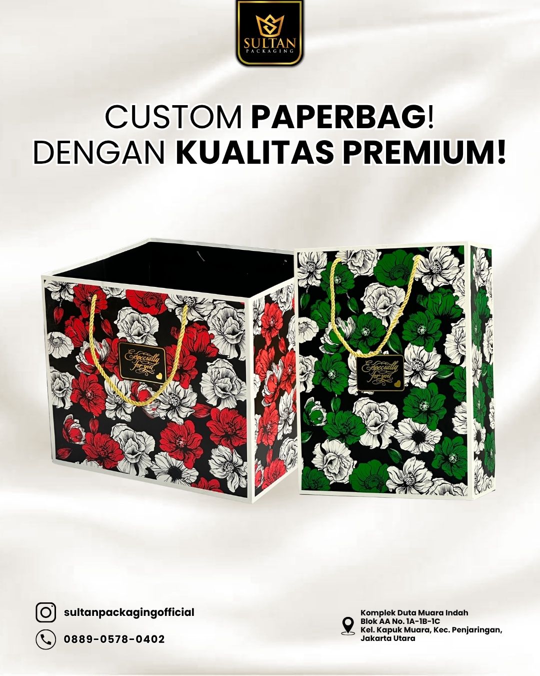 Paper bag custom premium produksi Sultan Packaging Jakarta