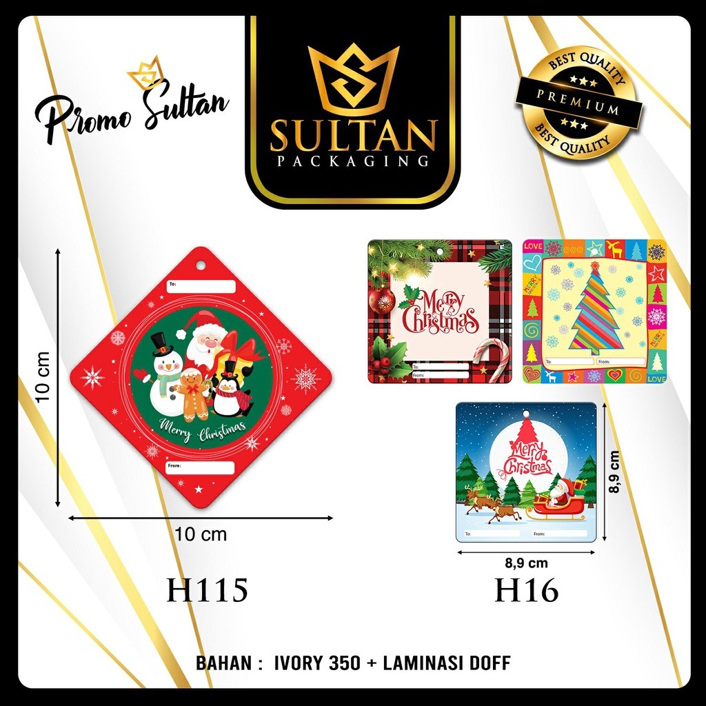 Hangtag|Label Baju|Hangtag Natal|Ivory|Murah|Merry Christmas|8.9x8.9| H16
