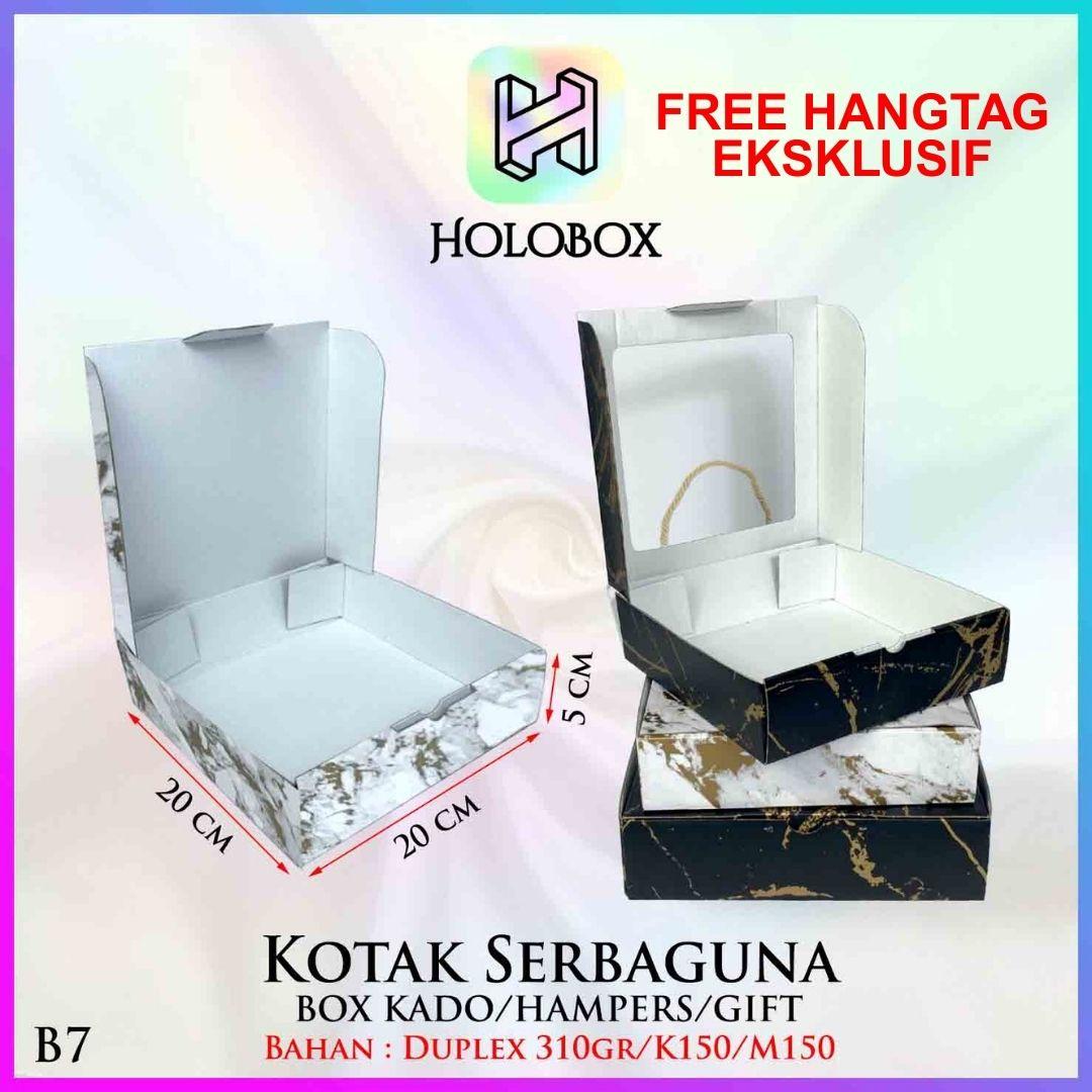HOLOBOX Kotak Kado Baju B7 - Kotak Mika Marble - Kotak Souvenir 25x25x7 cm - Bahan Duplex 310GR/M150 - Motif Marble - Foto Plastik - FREE HANGTAG EKSLUSIF - Image 2