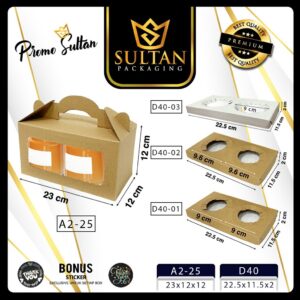 Kotak Hampers - Box Jar Packaging - Wadah Box Toples 2 Sekat Uk 23x12x12 - A2-25