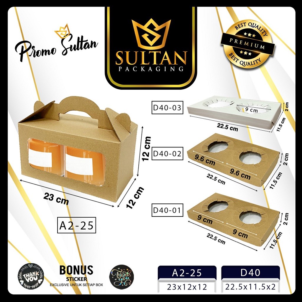 Kotak Hampers - Box Jar Packaging - Wadah Box Toples 2 Sekat Uk 23x12x12 - A2-25