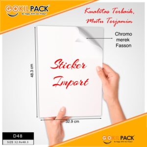 Kertas Sticker Chromo|Stiker Glossy|Fasson A3+ (32.9 cm x 48.3 cm)|D48