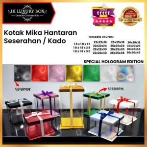 Box Mika Hadiah Gift Packaging Kotak Kue Hologram Murah Uk 30x30