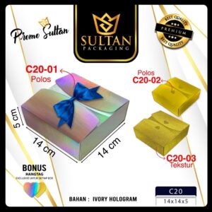 Kotak Kado Gift Box - Box Hadiah Hologram - Box Kado Silver Hologram - C20