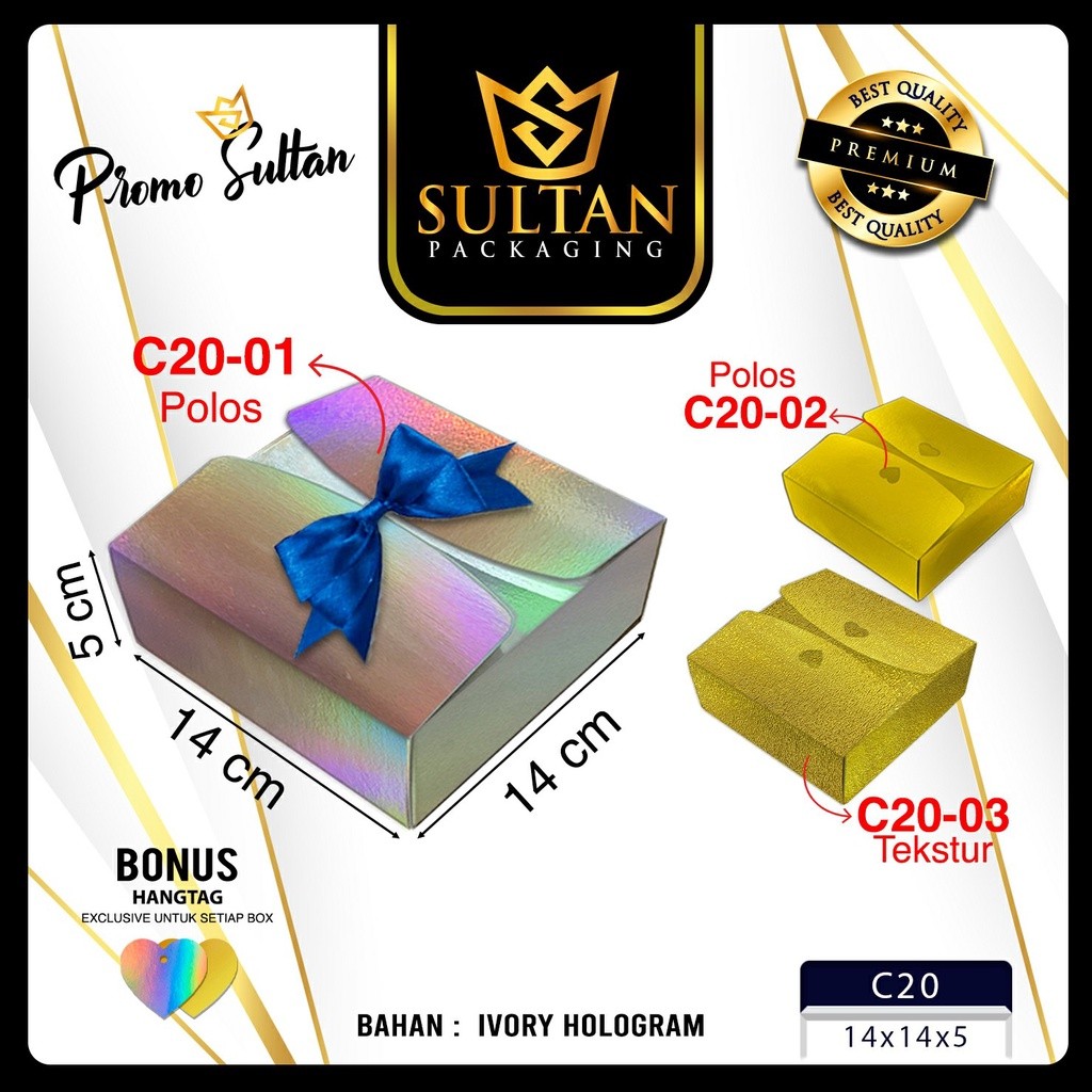 Kotak Kado Gift Box - Box Hadiah Hologram - Box Kado Silver Hologram - C20