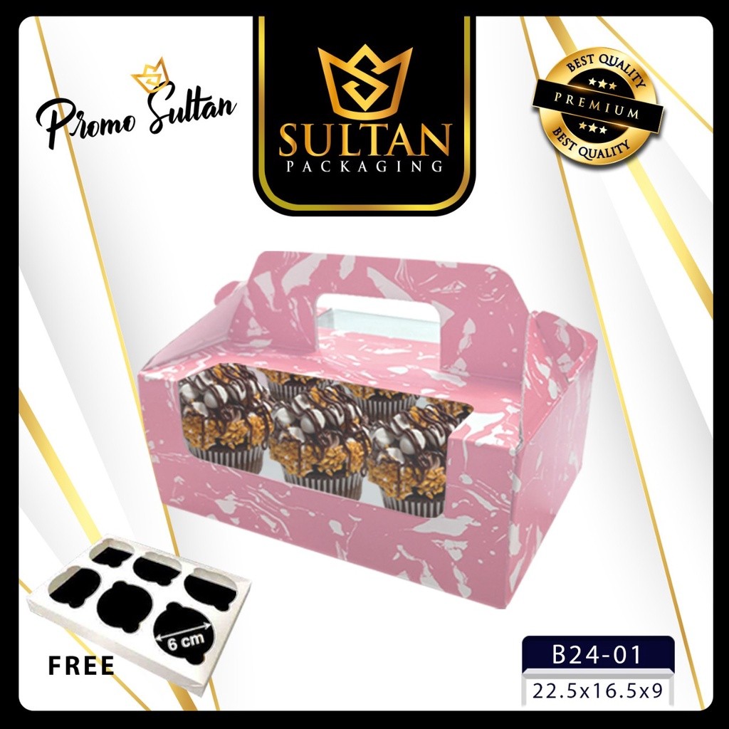 Cake Box - Kotak Hampers Makanan - Kotak Tentengan Makanan Motif Marble - B24 - Image 4
