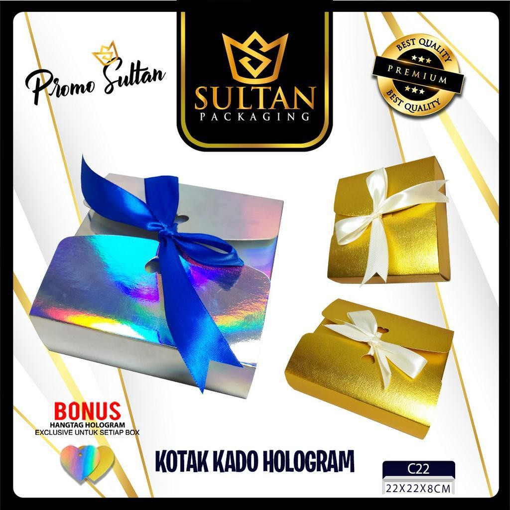 SULTAN - Gift Box Hologram - Kotak Kado Motif Hologram 22x22x8 cm - C22 - Image 3