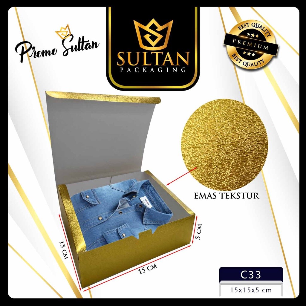 Kotak Kado Hologram - Gift Box Hadiah Hologam Emas - Kotak Hadiah Mewah Motif Hologram Emas - C9 - Image 6