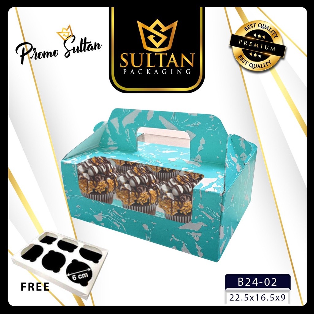 Cake Box - Kotak Hampers Makanan - Kotak Tentengan Makanan Motif Marble - B24 - Image 5
