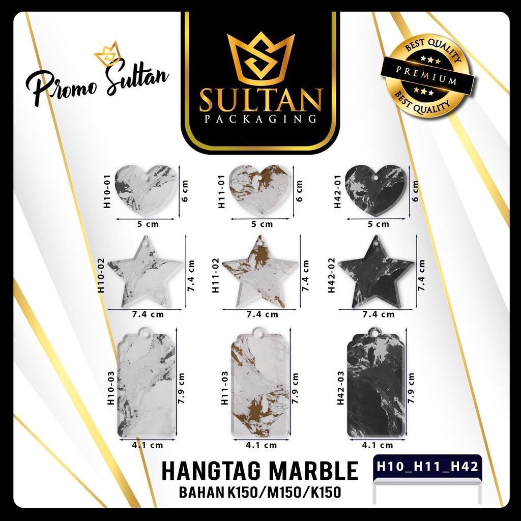 Hangtag | Hangtag Murah | Label baju | Hangtag Gold Marble | (H11)