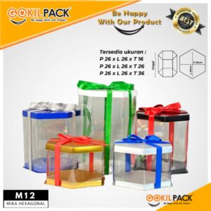 Cake Box Hexagonal / Segi enam Kue Mika Transparan Dus Hantaran - Tutup Mika M12