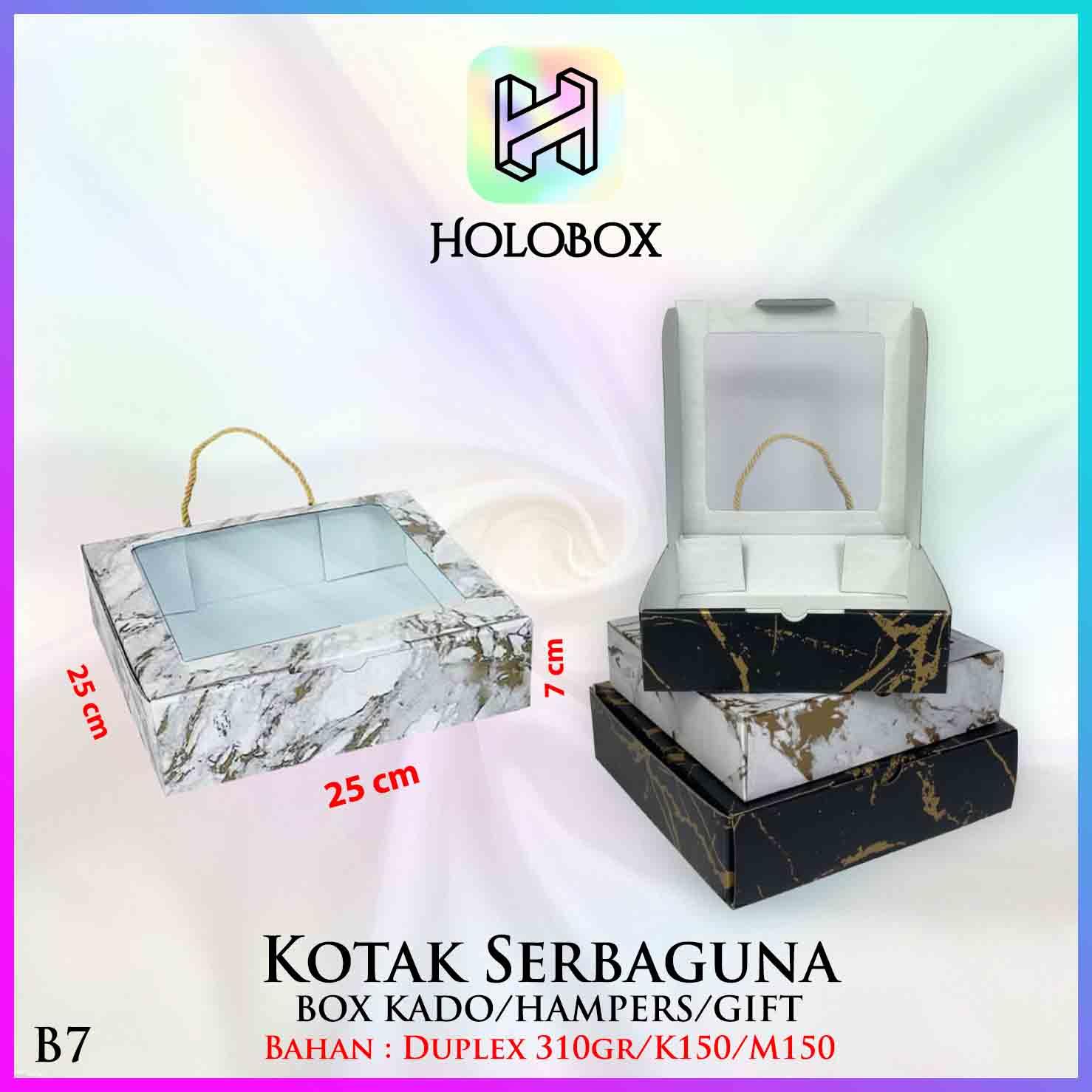 HOLOBOX Kotak Kado Baju B7 - Kotak Mika Marble - Kotak Souvenir 25x25x7 cm - Bahan Duplex 310GR/M150 - Motif Marble - Foto Plastik - FREE HANGTAG EKSLUSIF - Image 3