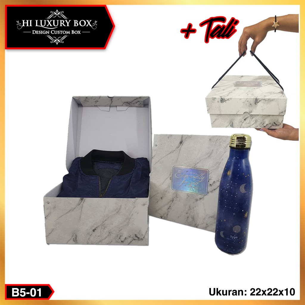 Kotak Kue / Cake Box / Hampers Box Marble Mika/ Packaging Kue / 22x22x10 / B5M