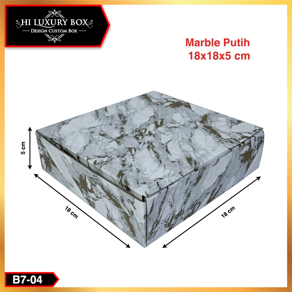 Kotak Kado Baju - Kotak Mika Marble - Kotak Souvenir - Box Hampers 18x18x5 - B7 (04-05)