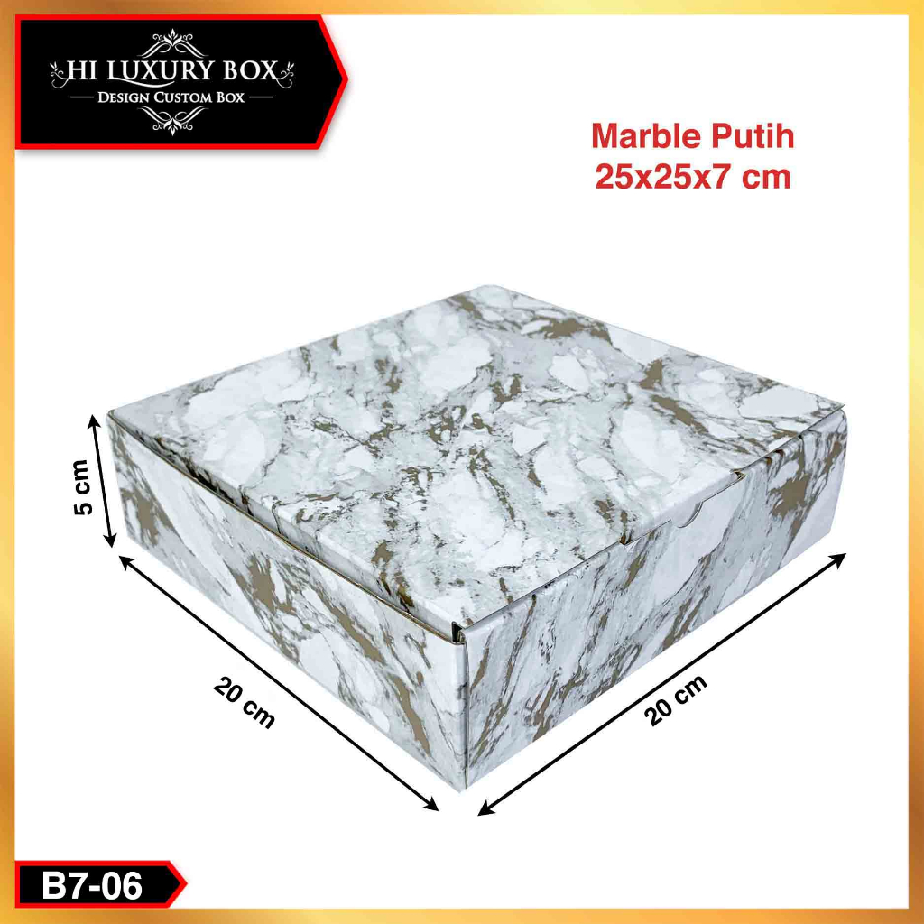Box Kado - Packing Baju - Kotak Mika Marble - Dus Souvenir Hampers - 20x20x5 - B7 (06-07)