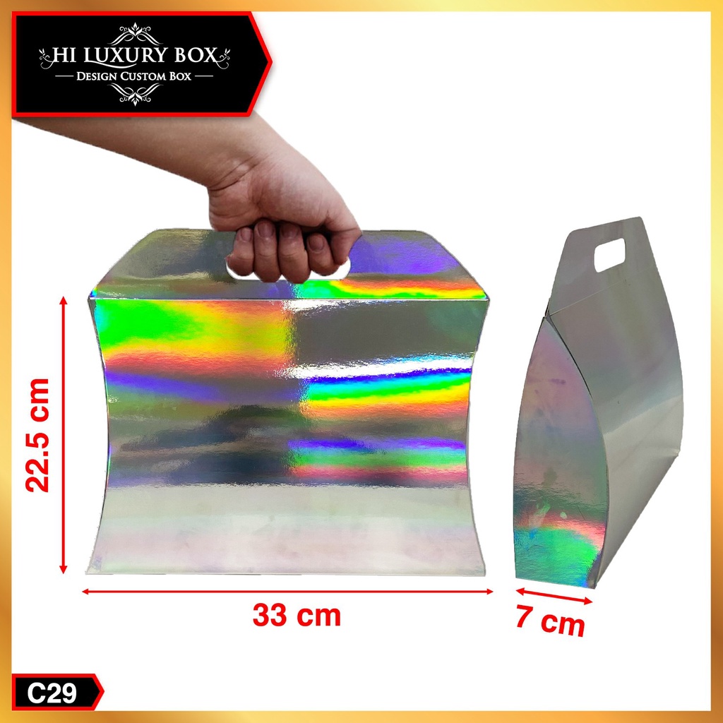 Kotak Kado - Pillow Box - Box HIjab - Gift Box Hologram - Gable Box - Packaging - Souvenir - Bridesmaid C29