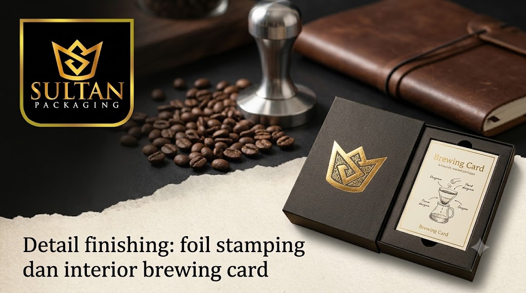 Detail finishing: foil stamping dan interior brewing card