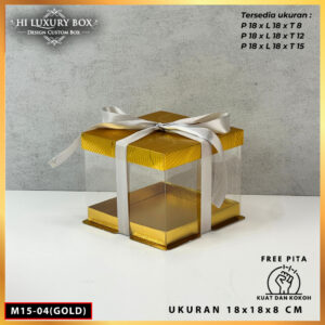 Cake Box Kotak Kue Mika Transparan Dus Hadiah - Tutup Hologram/18X18/ M15