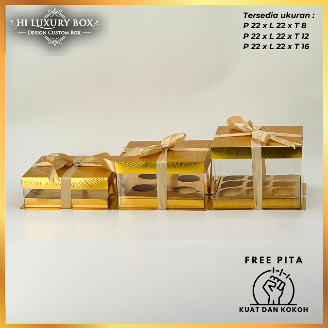 Box Mika / Kotak Kue Mika / Box Cupcake + Tatakan / Packaging Mika /22X22/M17