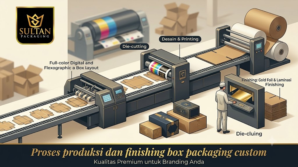 Proses produksi dan finishing box packaging custom