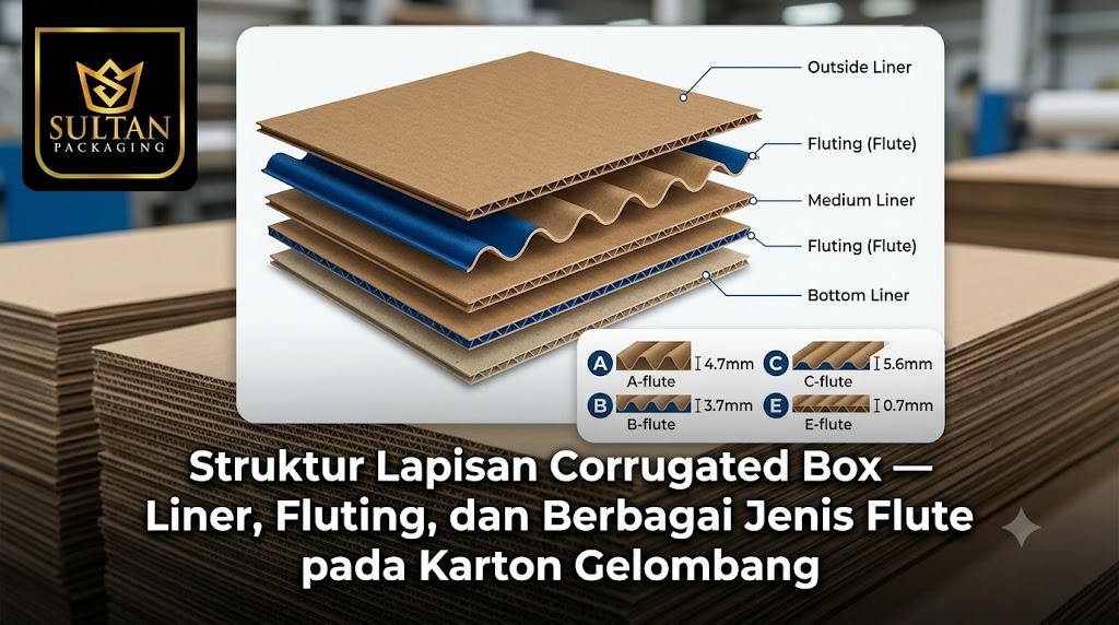 Struktur lapisan corrugated box — liner, fluting, dan berbagai jenis flute pada karton gelombang