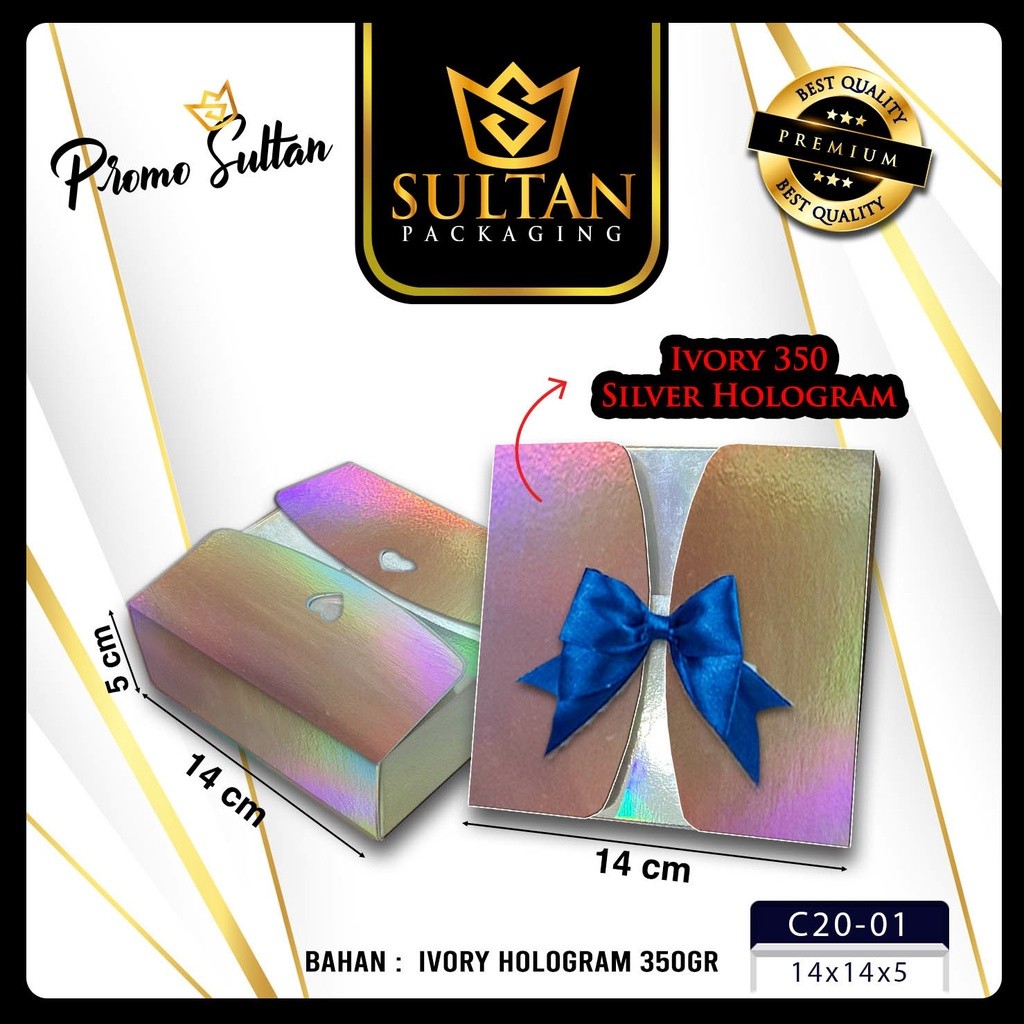 Kotak Kado Gift Box - Box Hadiah Hologram - Box Kado Silver Hologram - C20 - Image 2