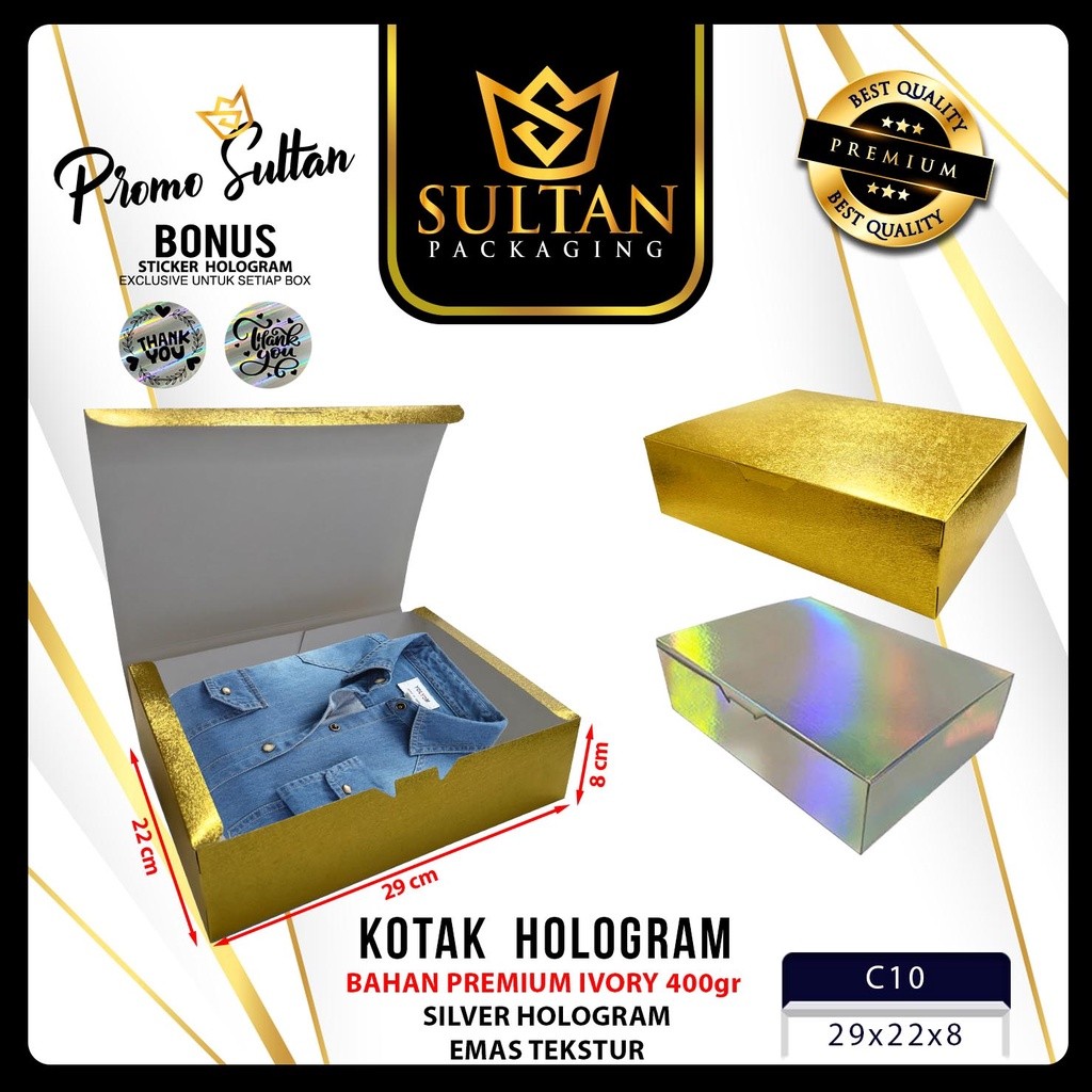 SULTAN - Gift Box Gold Color | Kotak Kado Hologram Emas Premium - C10 - Image 2