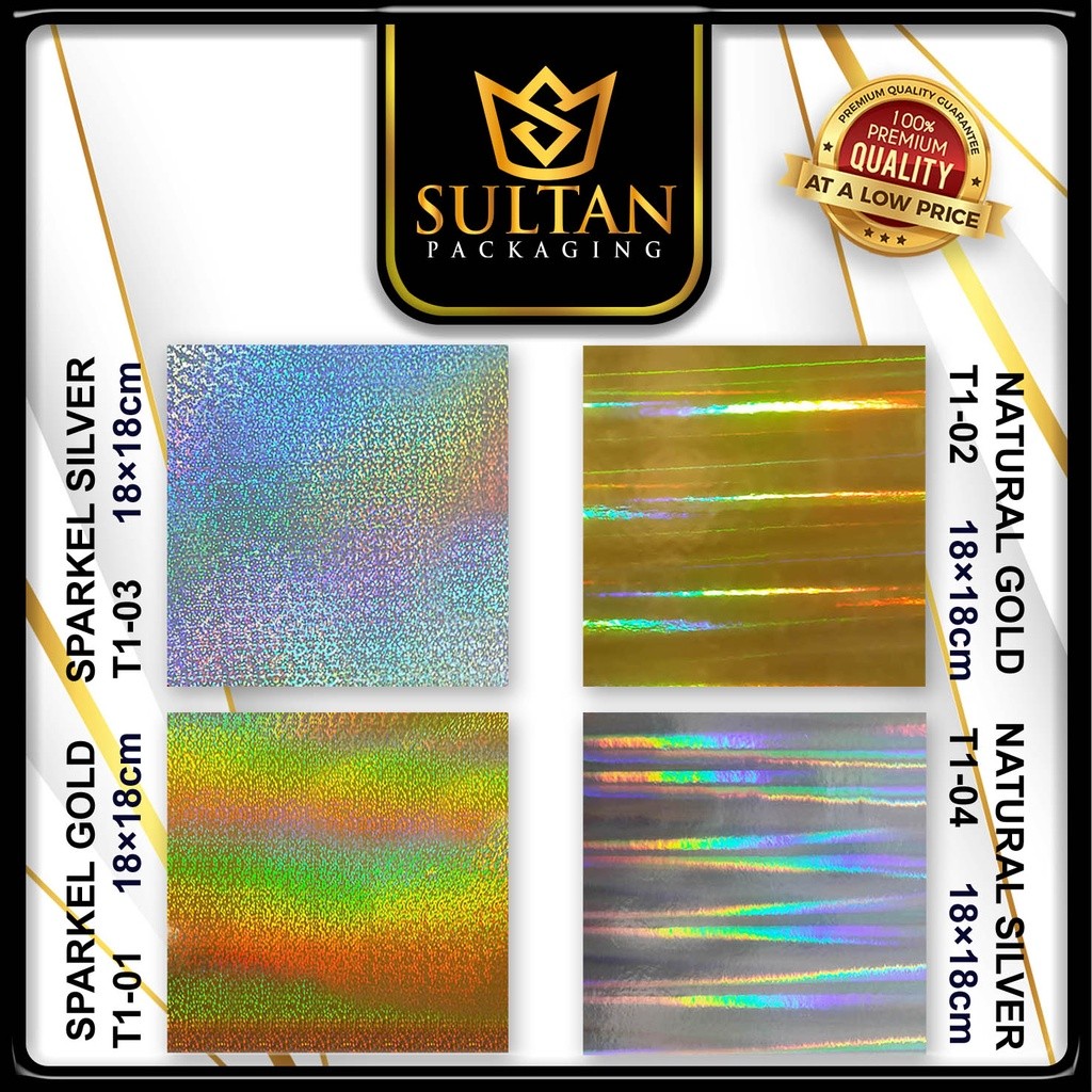 Tatakan Kue|Cake Board|Alas Kue|Hologram|Paper Tray Aksesoris Kue 18x18| T1