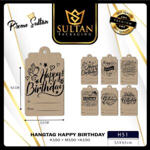 Hangtag Happy Birthday|Hangtag Ulang Tahun|Murah|Kraft|Hangtag Ucapan|5.5X9.5|H51