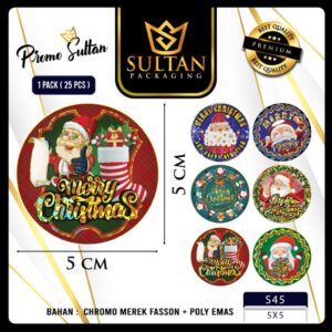 Sticker Natal - Sticker Merry Chrismas - Sticker Isi 25 Pcs - 45