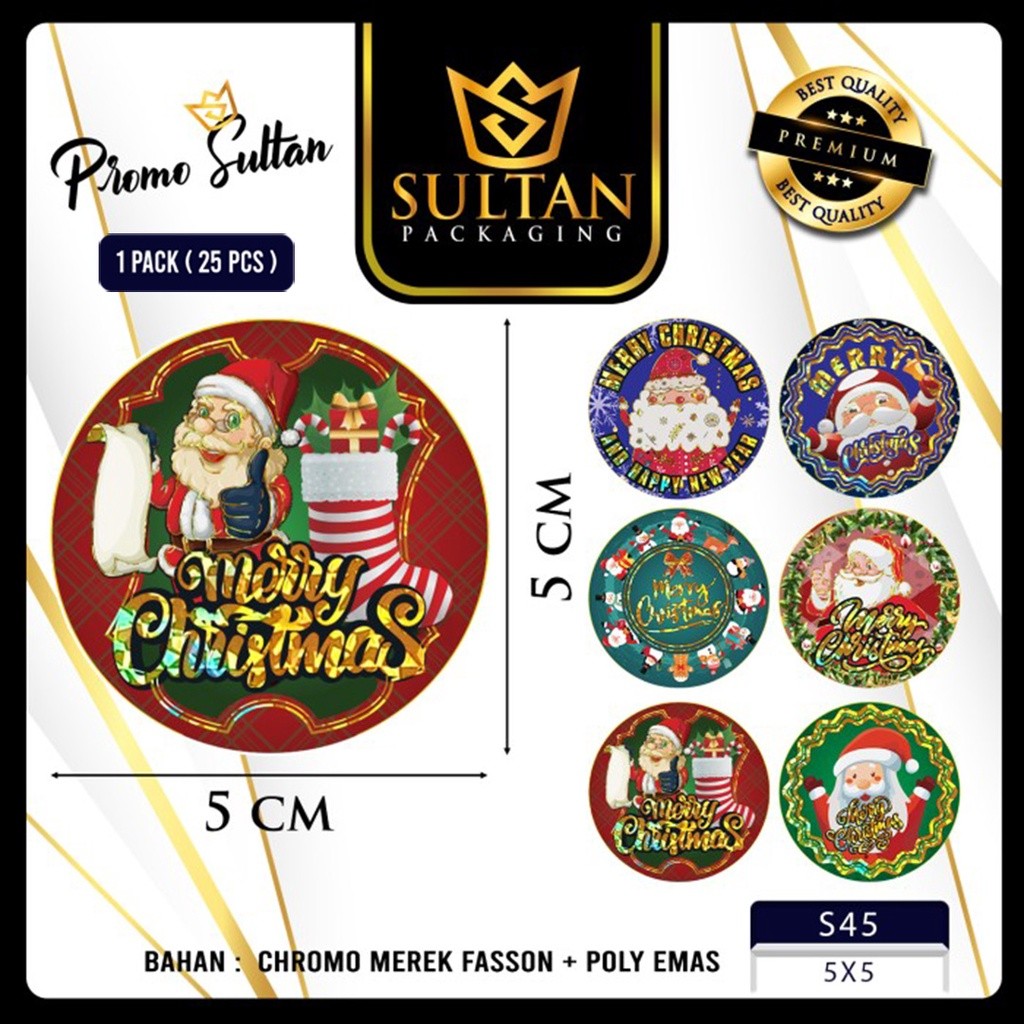 Sticker Natal - Sticker Merry Chrismas - Sticker Isi 25 Pcs - 45