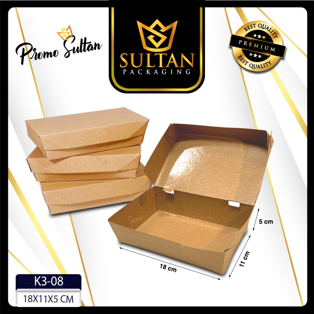 Lunch Box - Paper Box Kraft Laminasi Kotak Makan Kertas Coklat Size M & L -K3-08 - Image 4