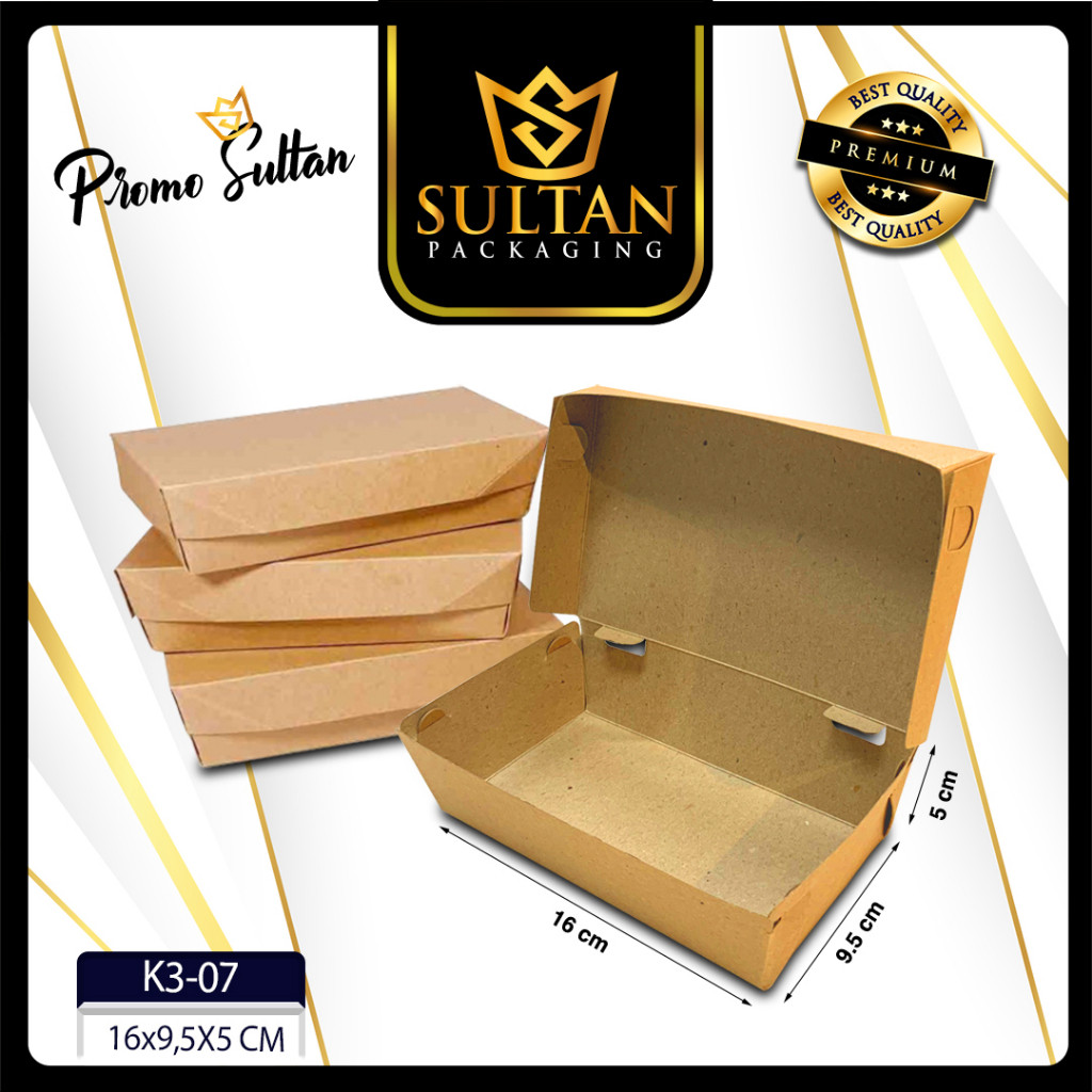 Lunch Box - Paper Box Kraft Laminasi Kotak Makan Kertas Coklat Size M & L -K3-08 - Image 3