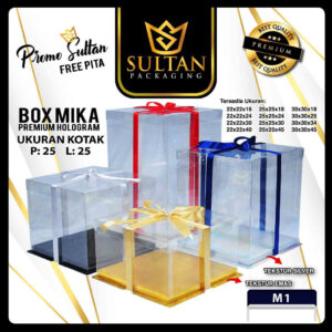 Kotak Mika - Kotak Kue Mika Transparan - Kotak Hadiah seserahan Transparan Mewah M1-25x25