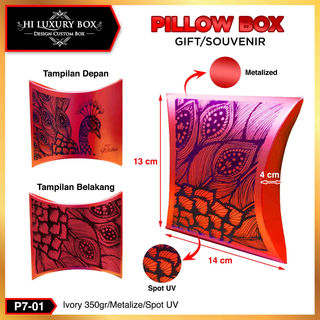 Pillow Box hologram - Kotak kado Souvenir Gift Box | P7
