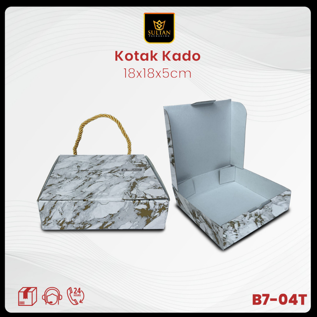 Kotak Kado Marble - Kotak Packaging Hampers Marble - Kotak Hadiah Uk 18x18x5 - B7-04 - Image 2