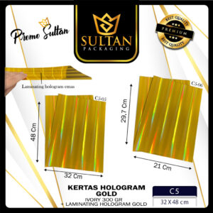 Kertas Hologram|Gold|Lembaran|A3+|Murah|C5 GOLD