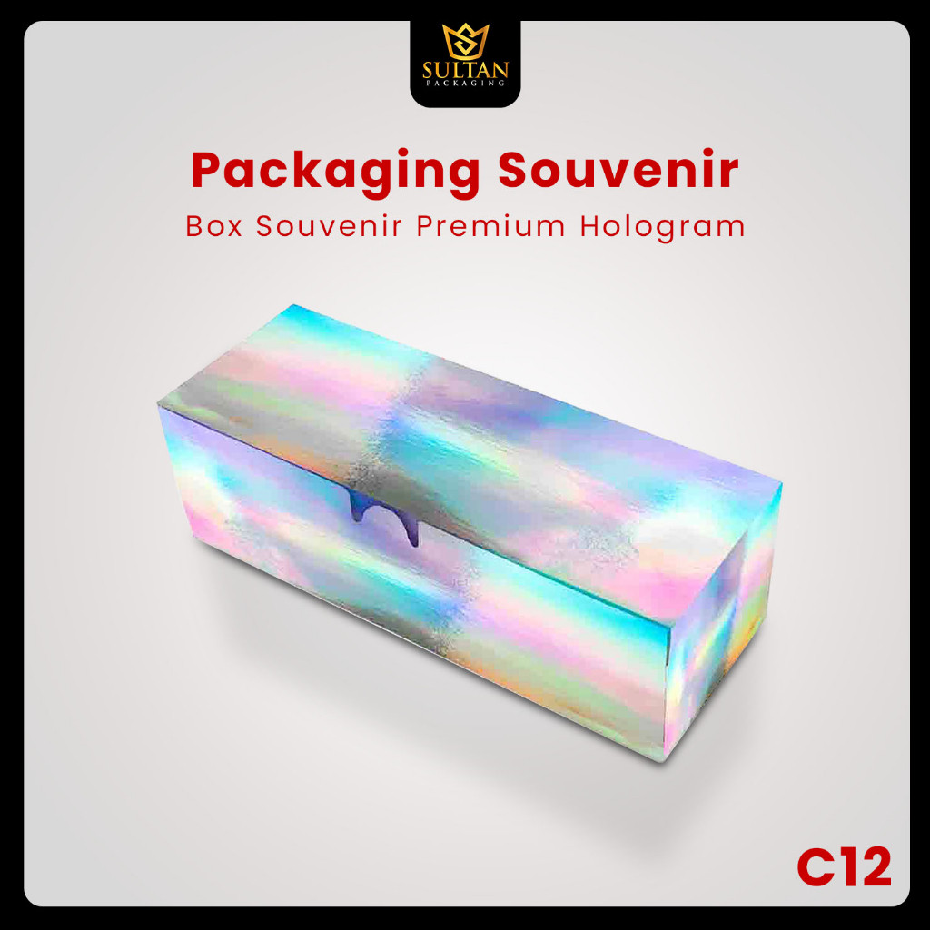 Packaging Souvenir - Kotak Hologram - Box Packaging Panjang - Dus Kotak Silver Hologram Mewah - C12 - Image 2