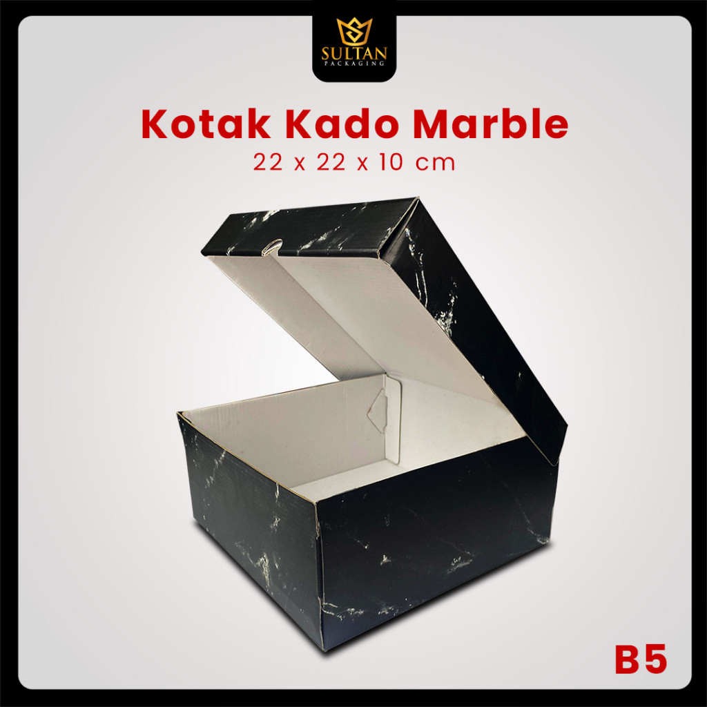 Kotak Kado Marble - Box Kado Hitam - Kotak Hadiah - B5 - Image 4