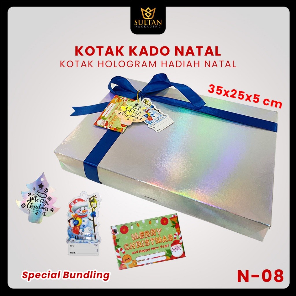 Kotak Kado - Box Hologram Special Merry Christmas - Bundling Promo - N-08