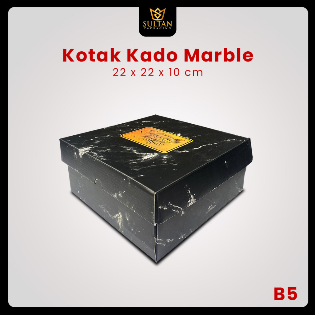Kotak Kado Marble - Box Kado Hitam - Kotak Hadiah - B5