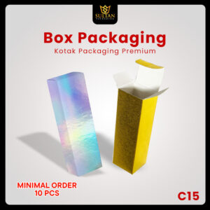 Packaging Souvenir - Kotak Packaging Hologram - Kotak Kemasan Hologram Polos Uk 3,4x3,4x15 cm - C15