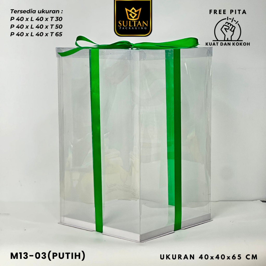 Cake Box Kotak Kue Mika Transparan Dus Hadiah 40x40 - Tutup Mika / M13 - Image 6