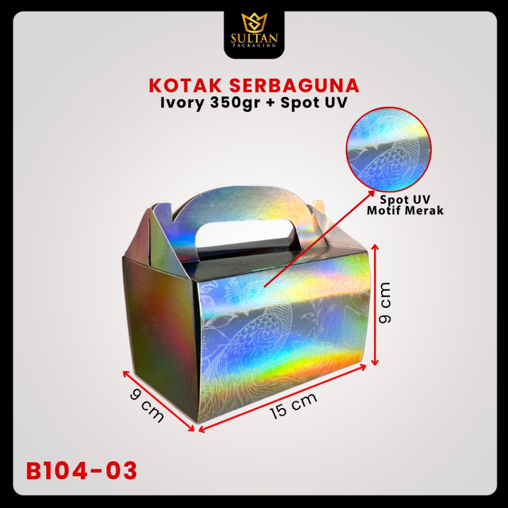 Kotak Hologram|Gable|Kue|Kado|Serbaguna|Hampers|Dus|Packaging|Box|B104 - Image 4